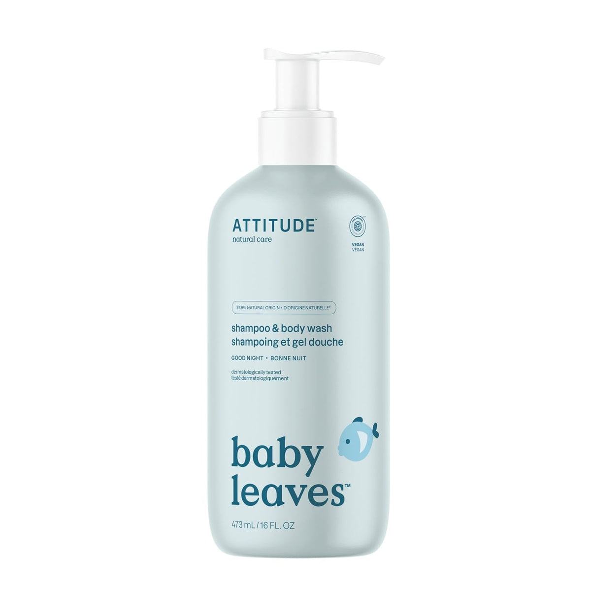 ATTITUDE 2-in-1 Shampoo and Body Wash for Baby, EWG Verified, Dermatologically Tested, Vegan, Good