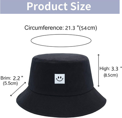 Kids Sun Hat Smile Face Bucket Hat for Girls Boys Summer Sun Protection Cotton Unisex Beach Cap