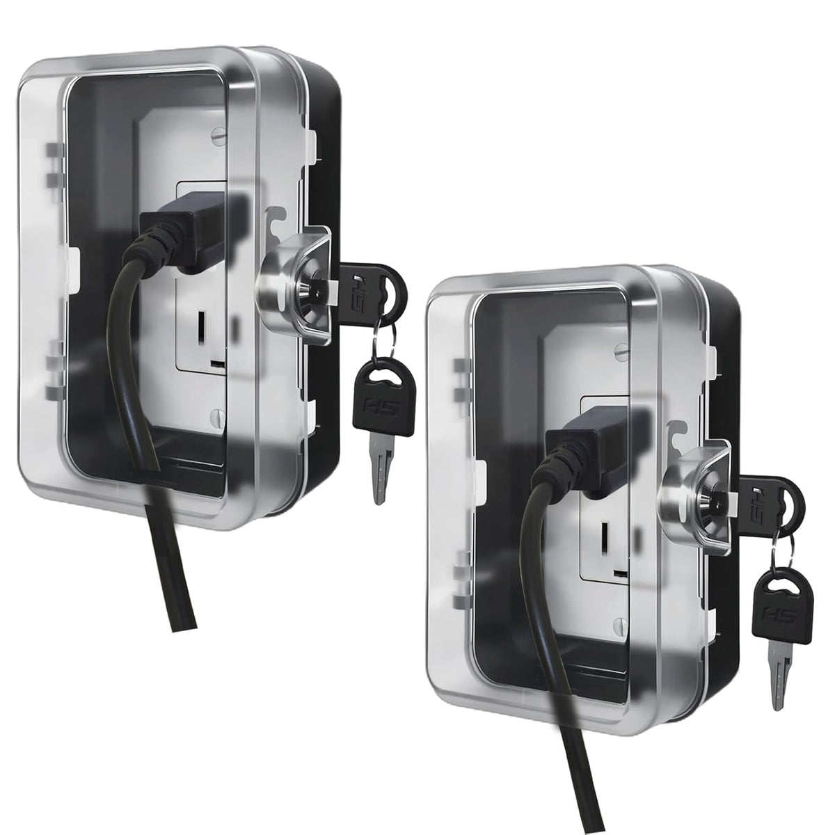 Child Proof Outlet Lock Box with 2 Durable Keys - Heavy Duty Safety Cover for Baby Proofing