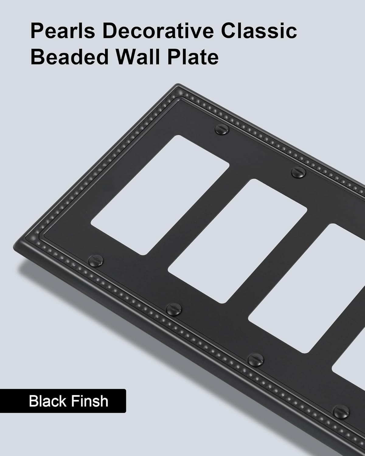 2-Pack Quad Decorator Outlet Cover Plate, Black Pearls Decorative Switch Plates and Outlet Covers