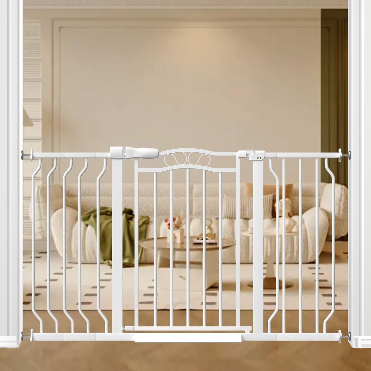 Extra Wide Baby Gate for Doorways No Drill 29.53"-53.1", 30" Tall Auto Close Press Mounted Baby