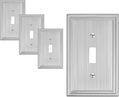 4-Pack Single Toggle Light Switch Cover Plate, Durable Solid Zinc Alloy Decorative Switch Plate