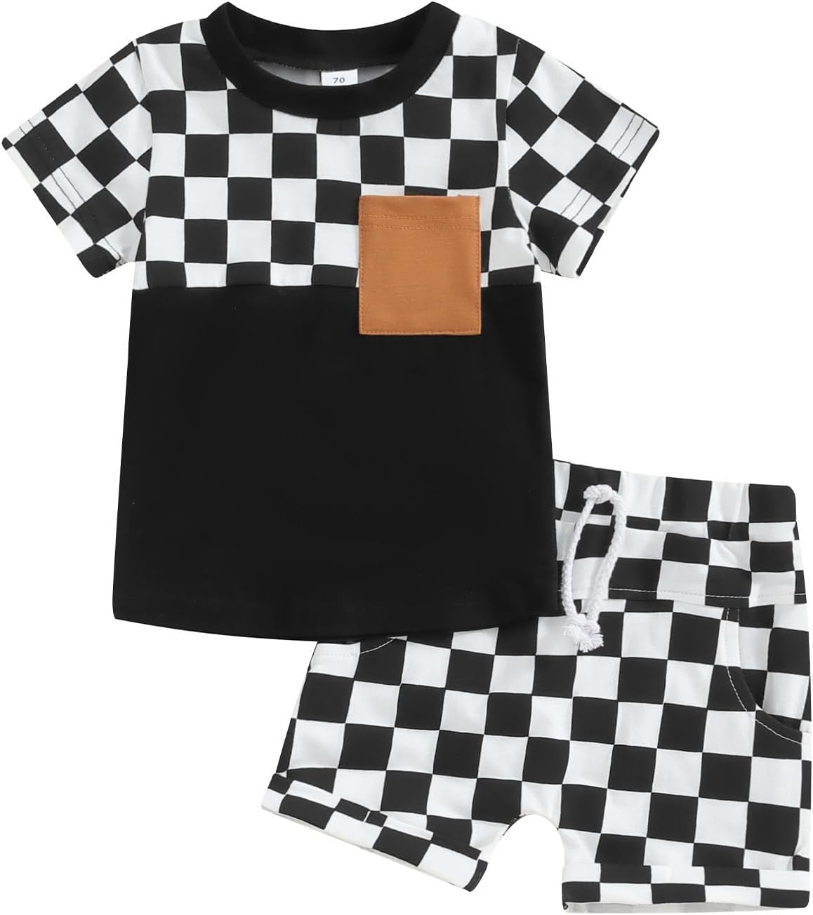 fhutpw Baby Toddler Boy Clothes Summer Outfits 6 12 18 24 Months Patchwork Short Sleeve T Shirt &