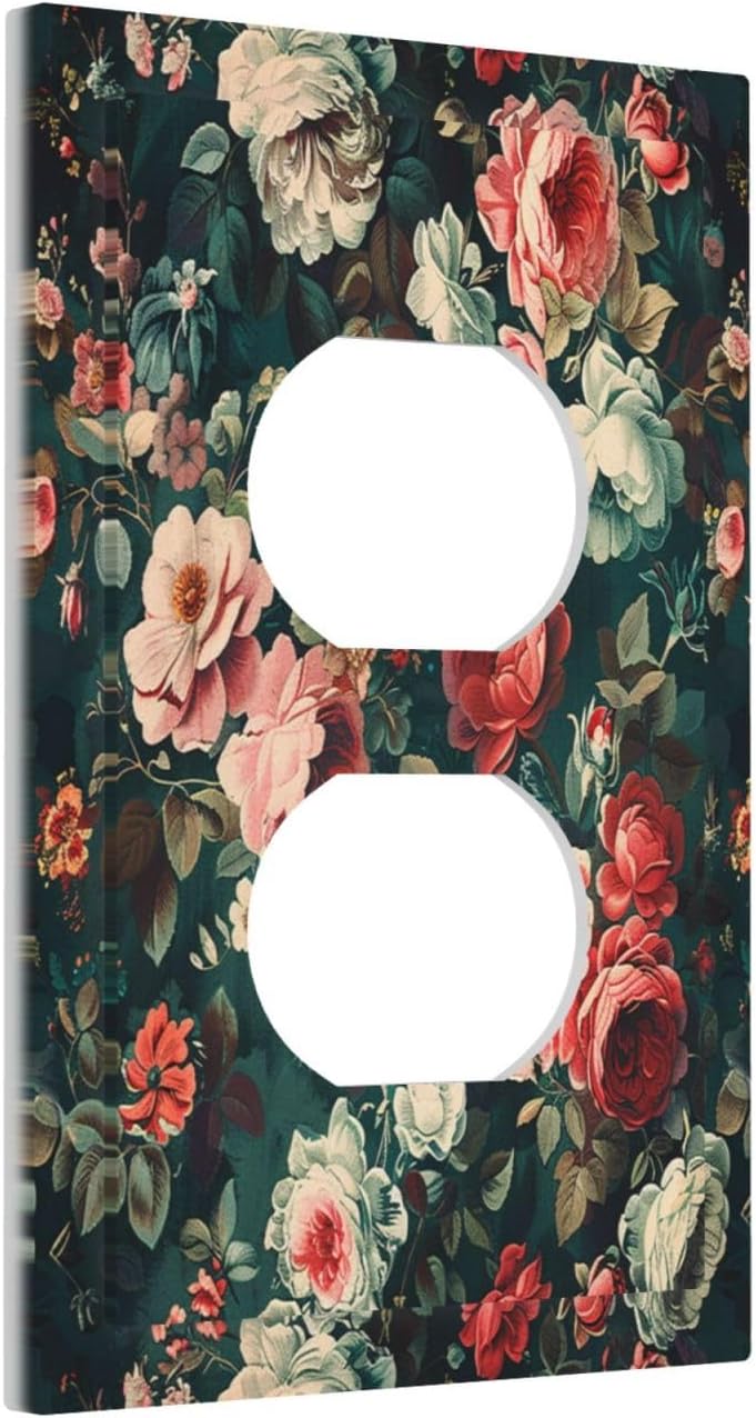 Outlet Covers Baroque Vintage Peony Flower Floral 1 Gang Duplex Wall Plate Decorative Switch Plates