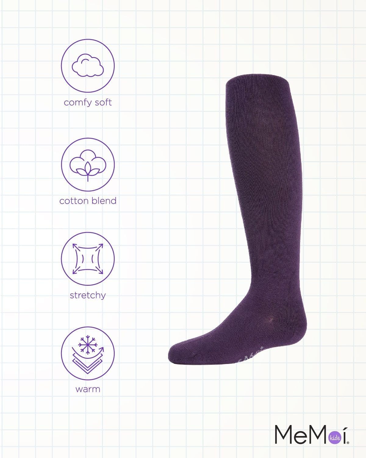MeMoi Soft Pima Cotton Tights for Girls, Soft and Lightweight Opaque Tights for girls - Sizes 8 to