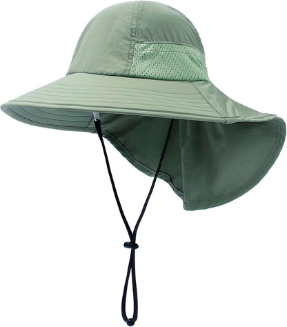 CHUNG Baby Sun Protection Hat Summer Toddler Adjustable UPF 50+ Wide Brim Neck Flap Beach Caps Boys