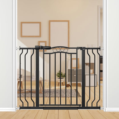 29.5-43.7" Wide Baby Gate for Stairs No Drilling, 30" Tall Metal Pet Baby Safety Gates with