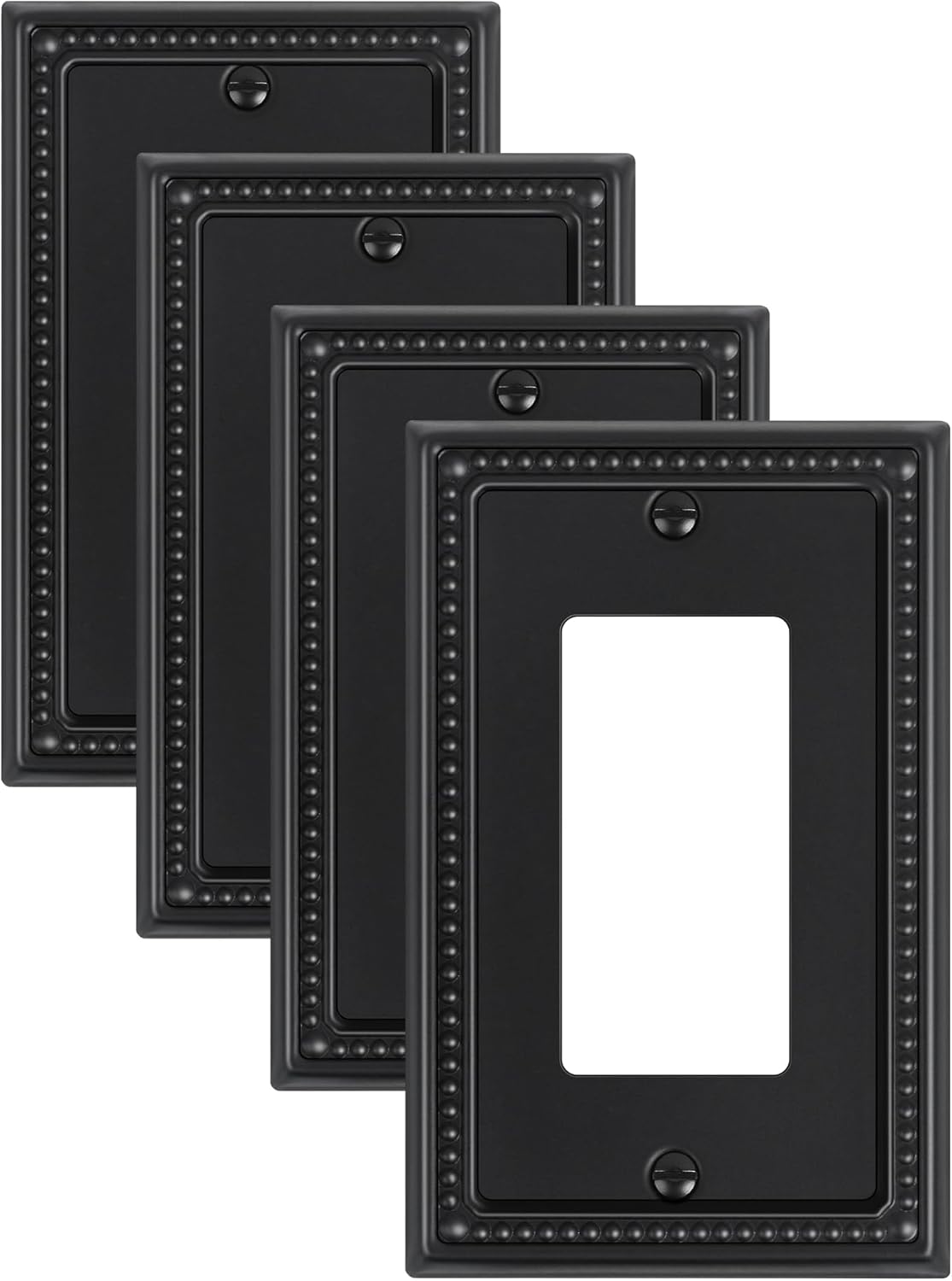 4-Pack Decorator Outlet Cover Plate, Pearls Decorative Switch Plates and Outlet Covers, Black Metal