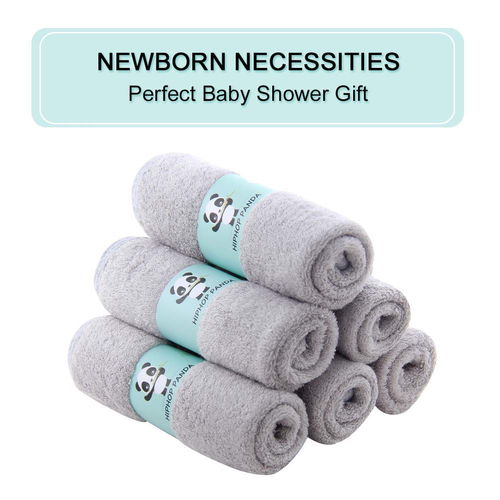 HIPHOP PANDA Baby Washcloths, Rayon Made from Bamboo - 2 Layer Ultra Soft Absorbent Newborn Bath