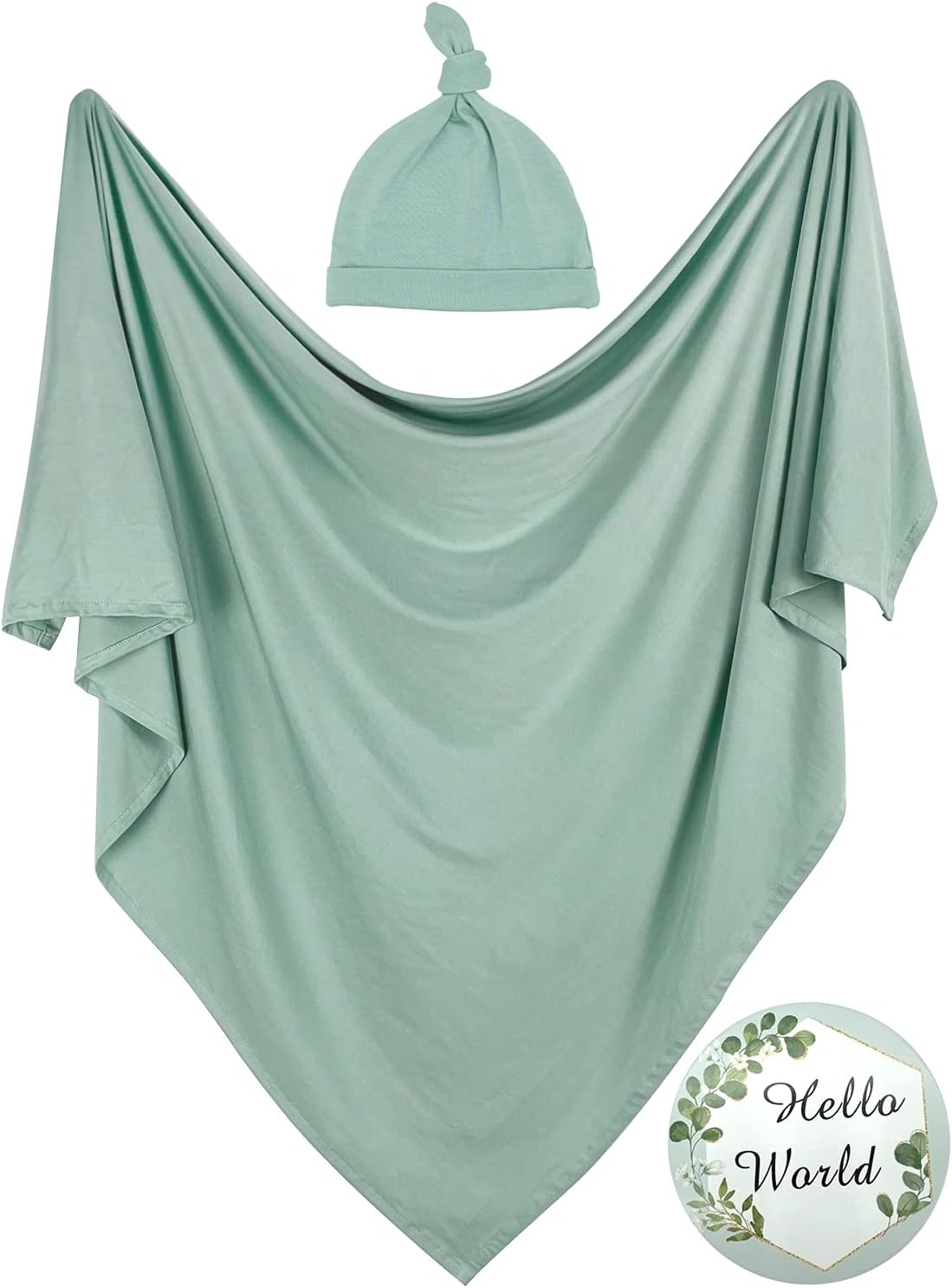 OWLOWLA Swaddle Blanket and Hat Set Newborn Swaddle Wrap Baby Receiving Blanket for Baby Boys