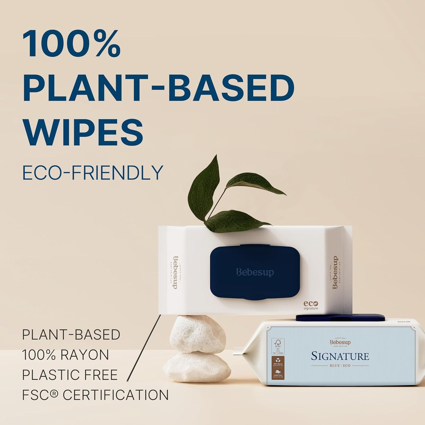BEBESUP- Korea’s #1 Signature Eco Baby Wipes- 100% Plant-Based 99% Drinkable Water-Based Unscented