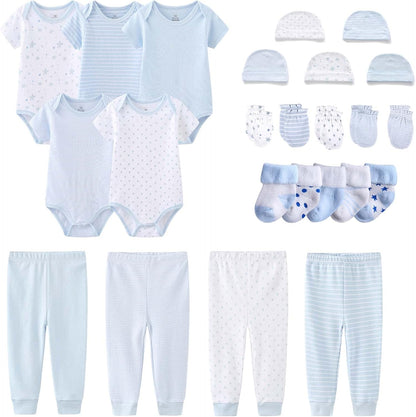 Newborn Layette Gift Set Bodysuits Pants for Baby Girl and Boy 24 Piece 100% Cotton Essentials and