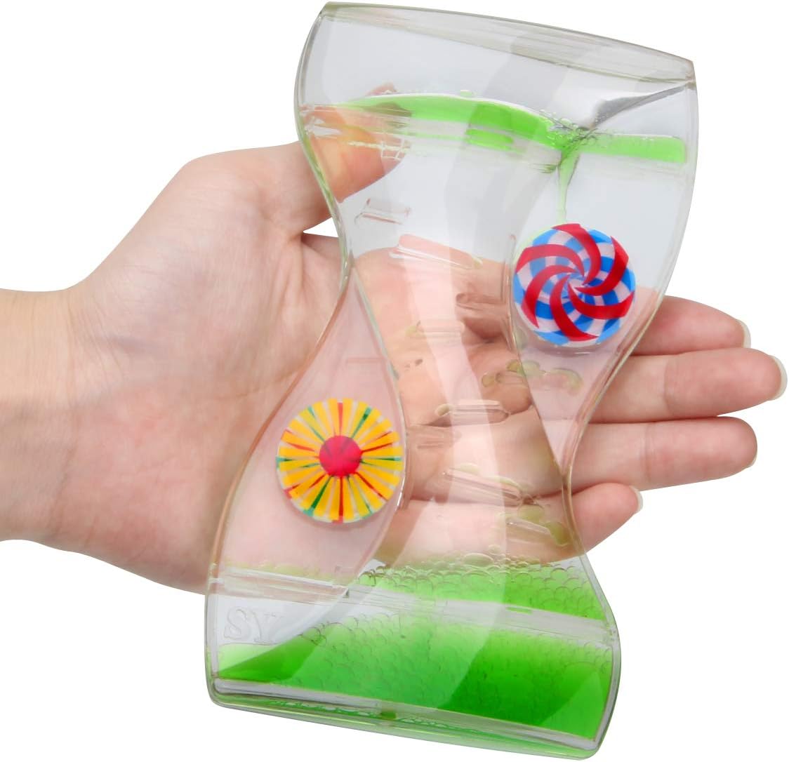 Coitak Liquid Motion Bubbler Timer for Sensory Play, Fidget Toy, Desk Top, 3 Pack, Assorted Colors