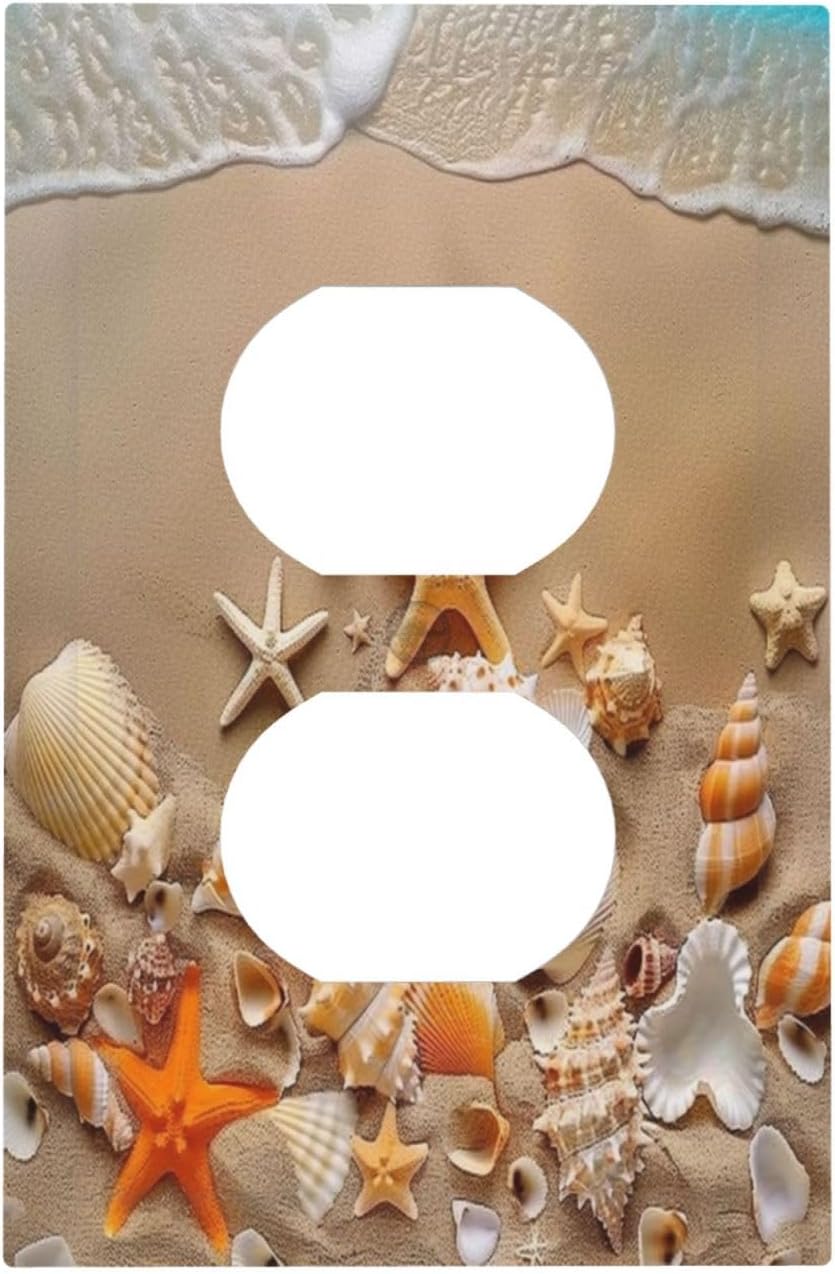 Decorative Outlet Covers Beachy Sea Ocean Seashell Starfish 1 Gang Duplex Light Switch Cover Plate