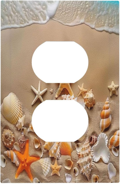 Decorative Outlet Covers Beachy Sea Ocean Seashell Starfish 1 Gang Duplex Light Switch Cover Plate