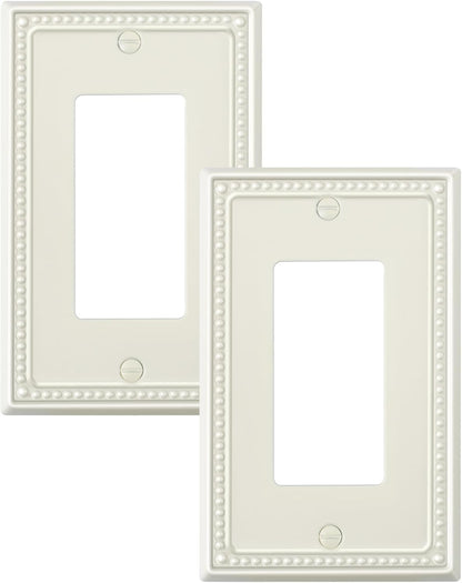 2-Pack Decorator Outlet Cover Plate, Decorative Switch Plates and Outlet Covers, Light Almond Metal