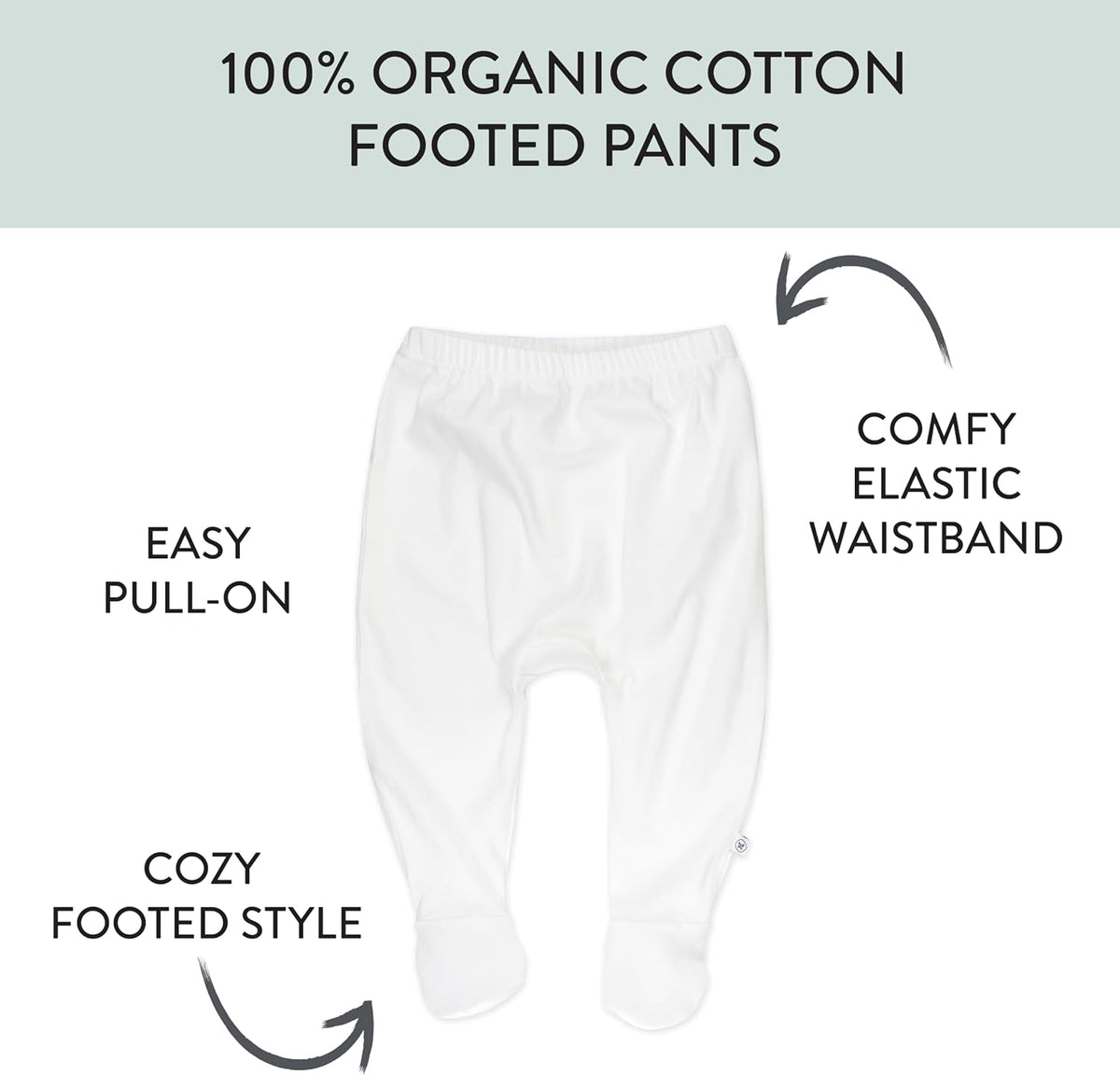 HonestBaby 3-pack Footed Pants Roomy Fit Pull on Bottoms 100% Organic Cotton for Infant Baby Boys