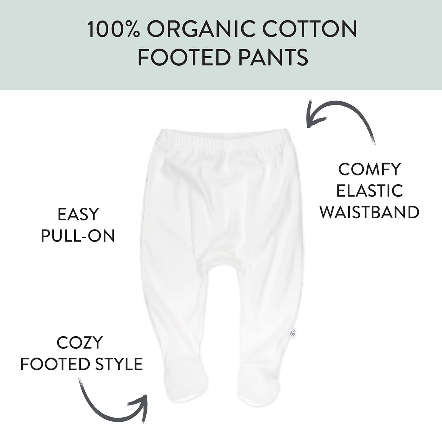 HonestBaby 3-pack Footed Pants Roomy Fit Pull on Bottoms 100% Organic Cotton for Infant Baby Boys