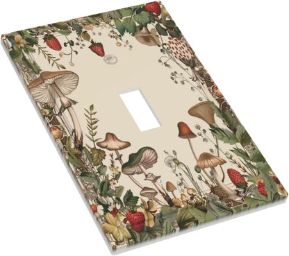 Decorative Switch Covers Plate Rustic Mushroom Garden Red Strawberry 1 Gang Wall Plate Unique