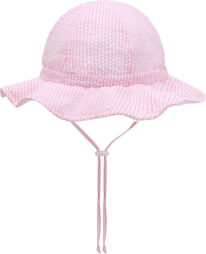 UPF 50+ Baby Bucket Hat - Wide Brim Sun Protection Beach Cap for Girls - Cute & Adjustable Toddler