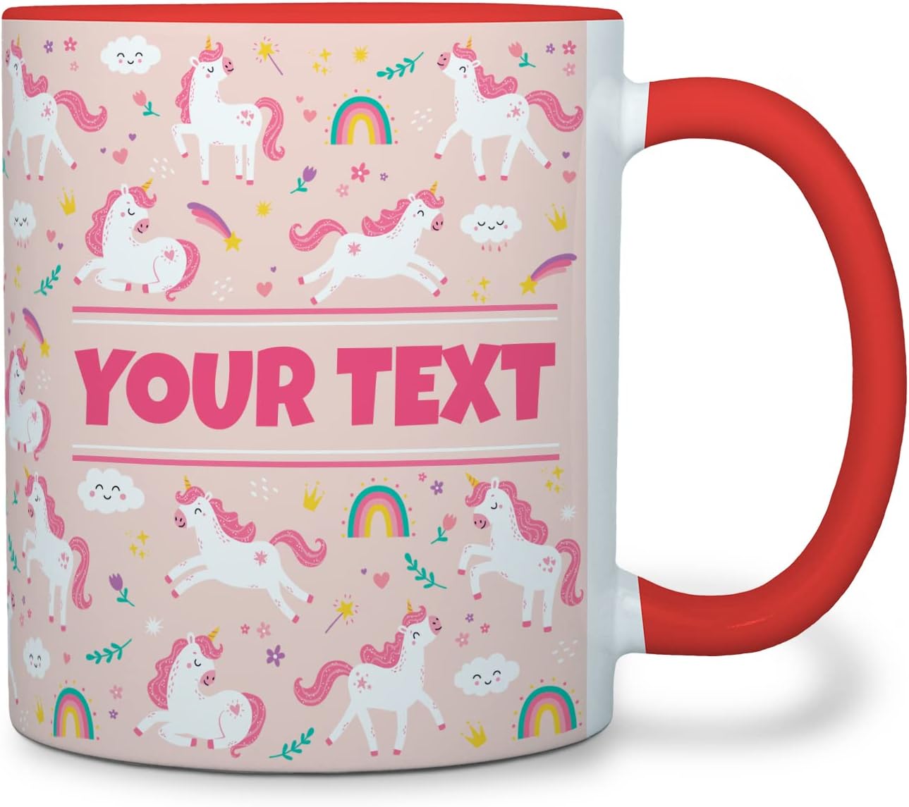 Personalized Mug for Kids - Pink Unicorn - Custom Name/Text, Ceramic Hot Chocolate/Cocoa/Coffee Cup