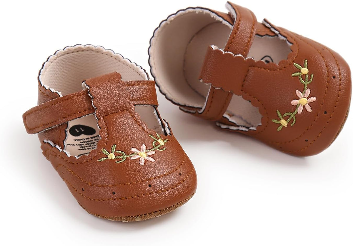 Baby Shoes Mary Jane Flats Non Slip Soft Sole Infant Toddler Sneakers First Walkers Party Christmas