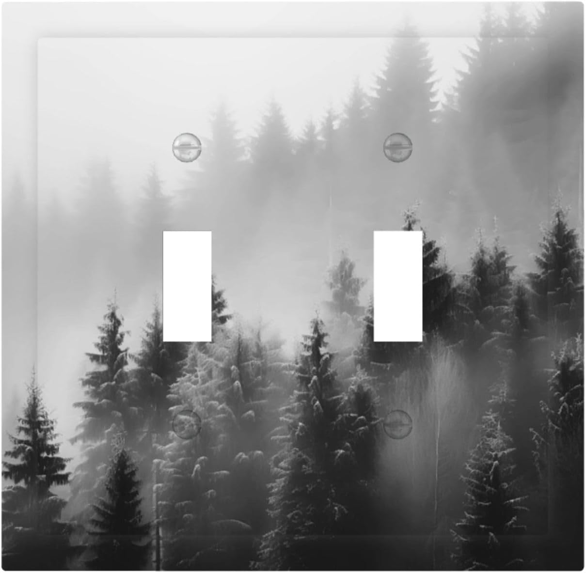 Foggy Forest Natural Scenery Retro Tree Pine Decorative Switch Plates 2 Gang Double Toggle Outlet