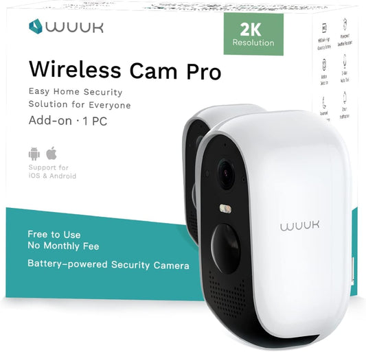 WUUK Add-on Outdoor Camera, Requires Base Station, Home Security Cameras Wireless Outdoor, 2K HD