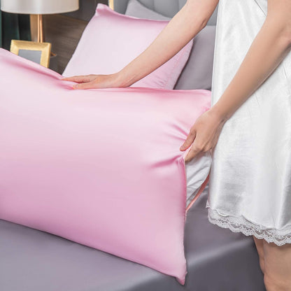 Mulberry Silk Pillowcase for Hair and Skin,Standard Size Cooling Silk Pillow Case with Hidden