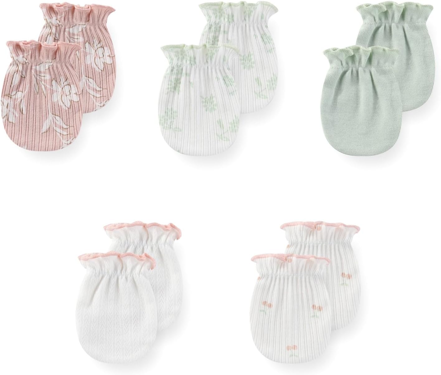5 Pack Unisex New Born Boy Girls No Scratch Mittens Cotton Soft Baby Gloves Accessory 0-3 Months