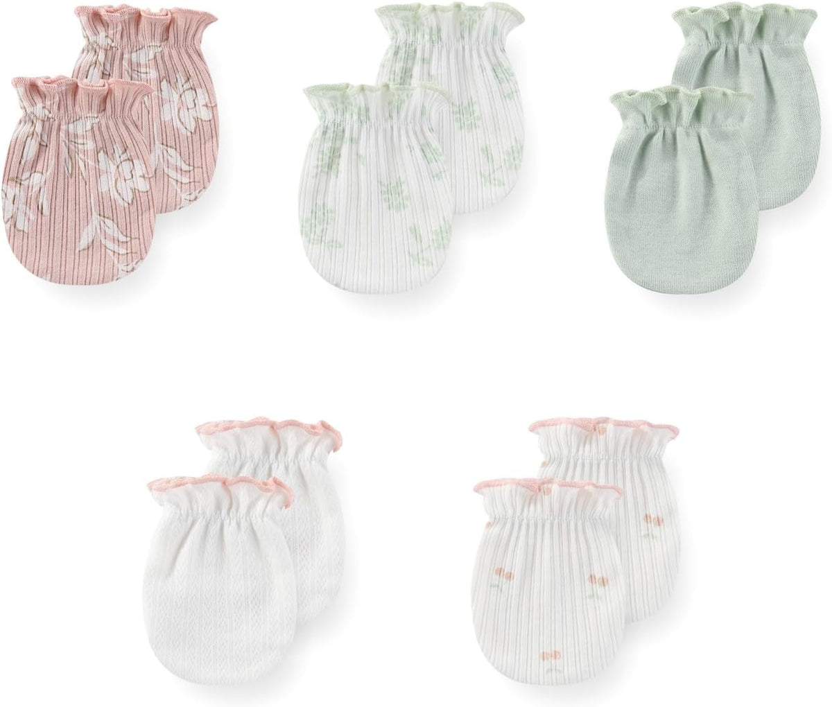 5 Pack Unisex New Born Boy Girls No Scratch Mittens Cotton Soft Baby Gloves Accessory 0-3 Months