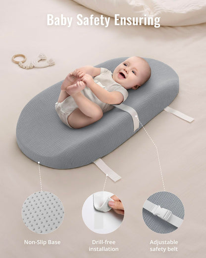 Blissful Diary Muslin Baby Changing Pad with Waterproof Lining Foam, Diaper Changing Table Pad with