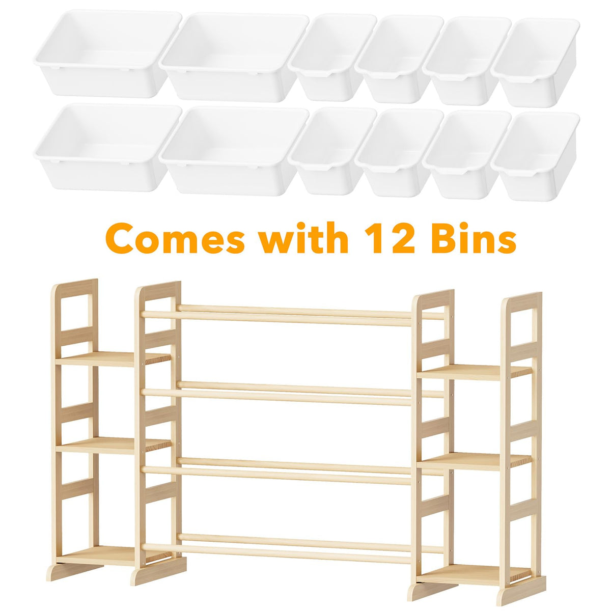 SpaceAid Toy Storage Organizer with 6 Shelves and 12 Bins, Bookshelf/Bookcase, Kids Bin Shelf, Toys