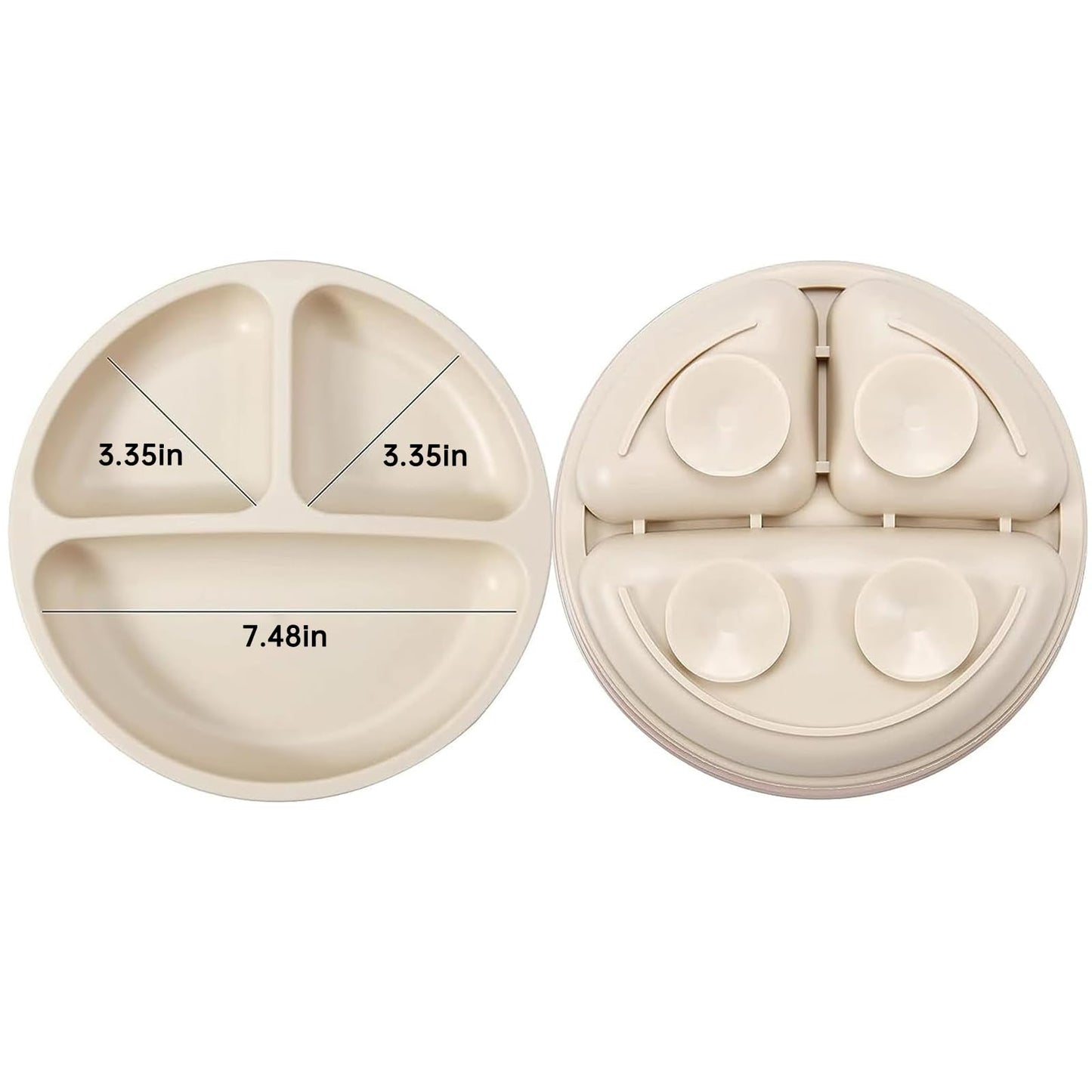 PandaEar Silicone Baby Feeding Set| 2 Divided Suction Plate + 2 Suction Bowl + 2 Tiny Cup with 2