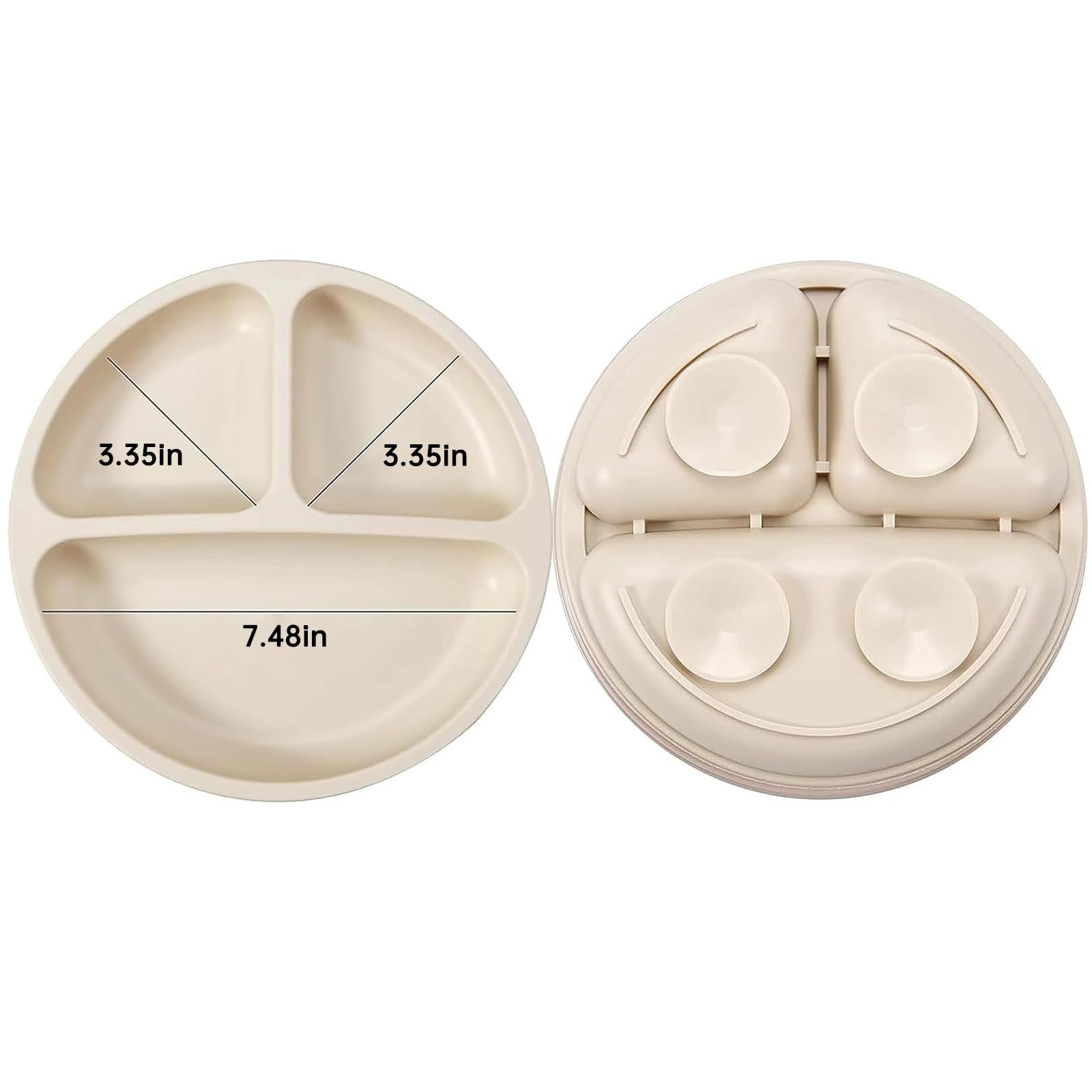 PandaEar Silicone Baby Feeding Set| 2 Divided Suction Plate + 2 Suction Bowl + 2 Tiny Cup with 2