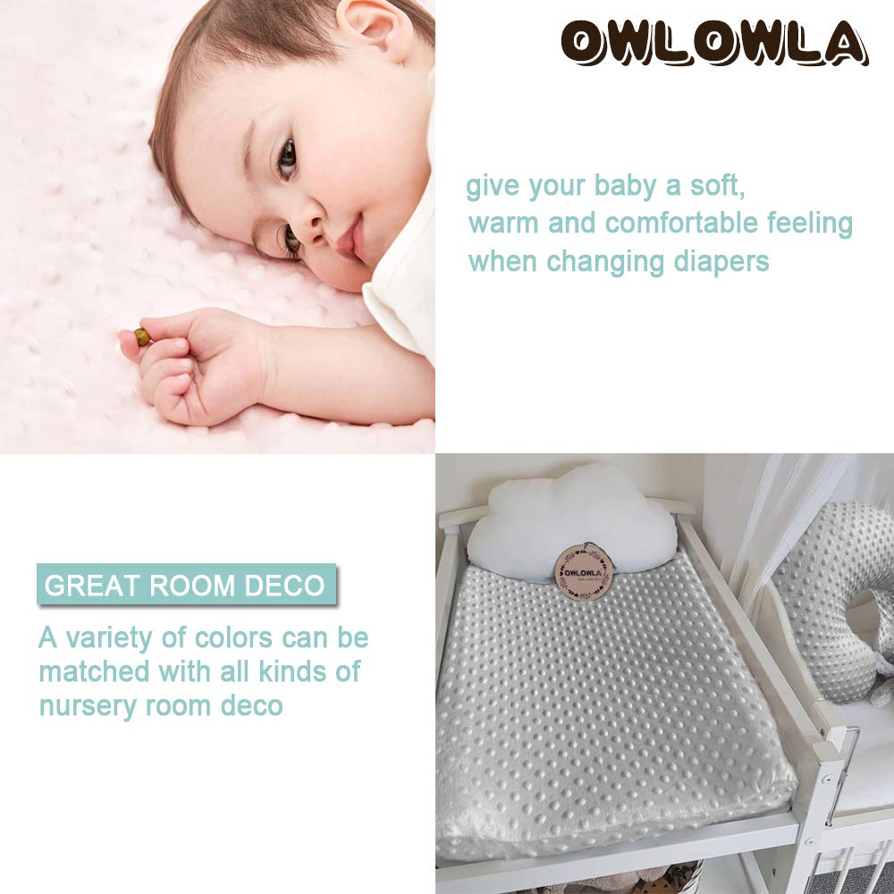 Owlowla Changing Pad Cover,Soft Minky Dots Changing Table Sheets for Baby Boy and Girl 2Pack