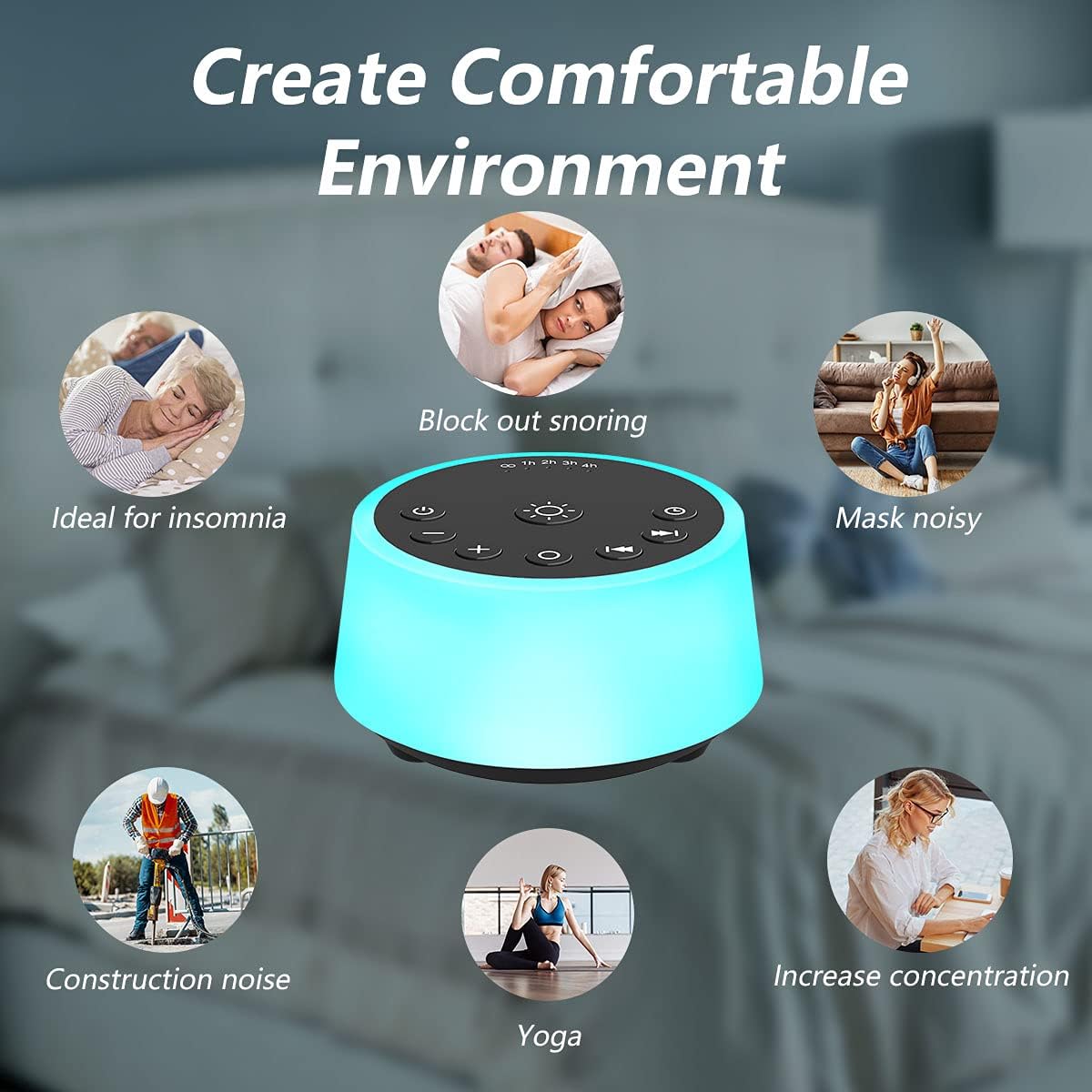 Color Noise Sound Machines with 10 Colors Night Light 25 Soothing Sounds and Sleep White Noise