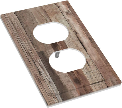 Decorative Outlet Covers Retro Wood Plank Vintaga Wooden Board 1 Gang Duplex Light Switch Cover