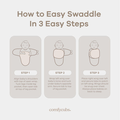 Comfy Cubs Easy Swaddle Blanket, 3 Pk S Swaddle Blush Mauve Mulberry