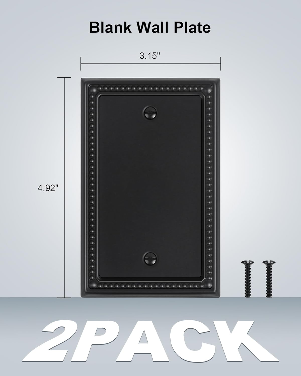 2-Pack Blank Outlet Cover Wall Plate, Metal Switch Plates Outlet Covers, Black Pearls Beaded