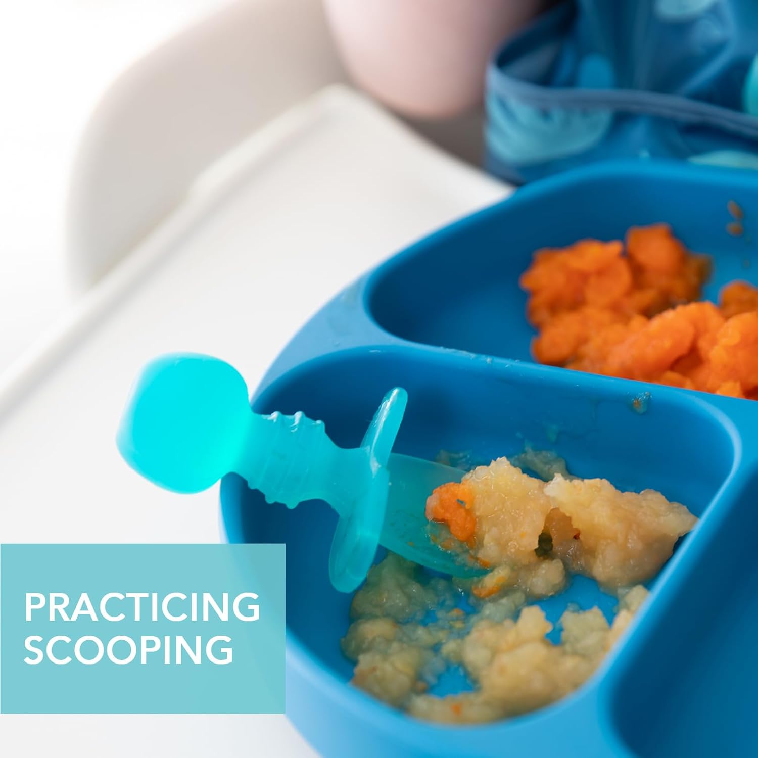 Bumkins Baby Utensils Set, Chewtensils Silicone Spoons for Dipping, Self-Feeding, Baby Led Weaning