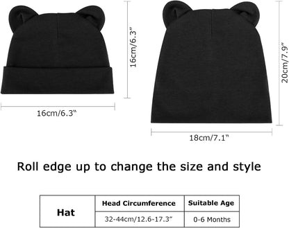 DRESHOW BQUBO 4 Pieces Baby Beanie Newborn Toddler Soft Cute Knit Hat Hospital Hats for Baby Boys