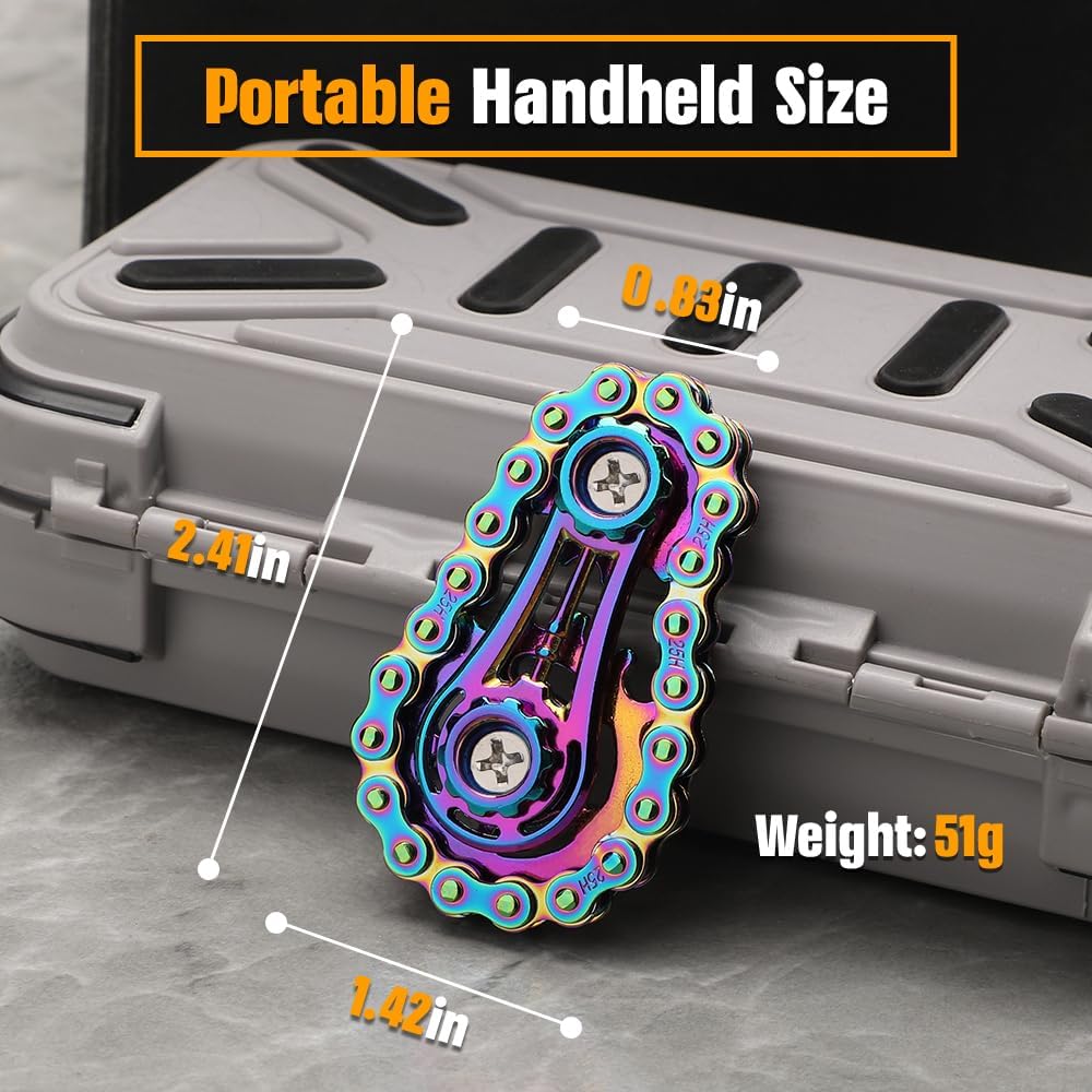 Bike Chain Gear Fidget Spinner for Stress Relief, Metal Sprocket Chain Fidget Toy for Kids Adults