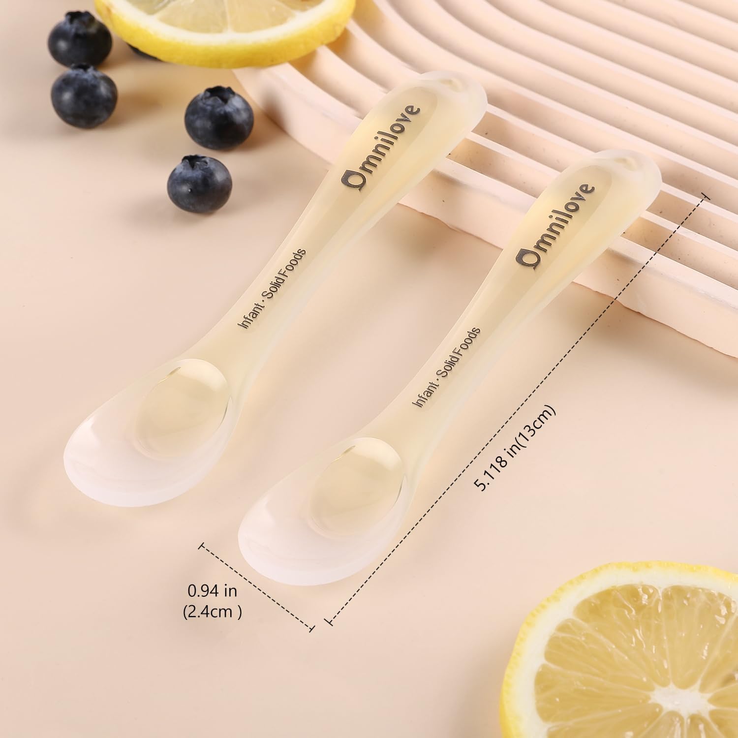 Silicone Baby Spoons 2-Pack with Case, Self Feeding 6 Months, Baby Led Weaning Supplies, Toddler