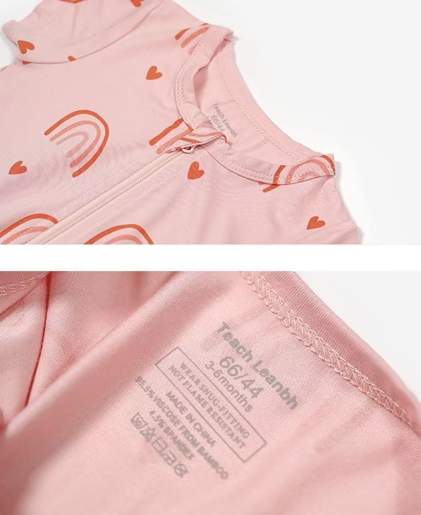 Teach Leanbh Toddler Unisex Baby Bamboo Viscose Pajamas 2 Way Zipper Short Sleeve Footless Romper