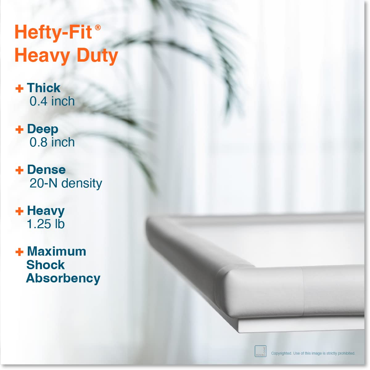Roving Cove HeftyFit Edge Corner Protector Baby Proofing (Large 15ft Edge 4 Corners), Heavy-Duty