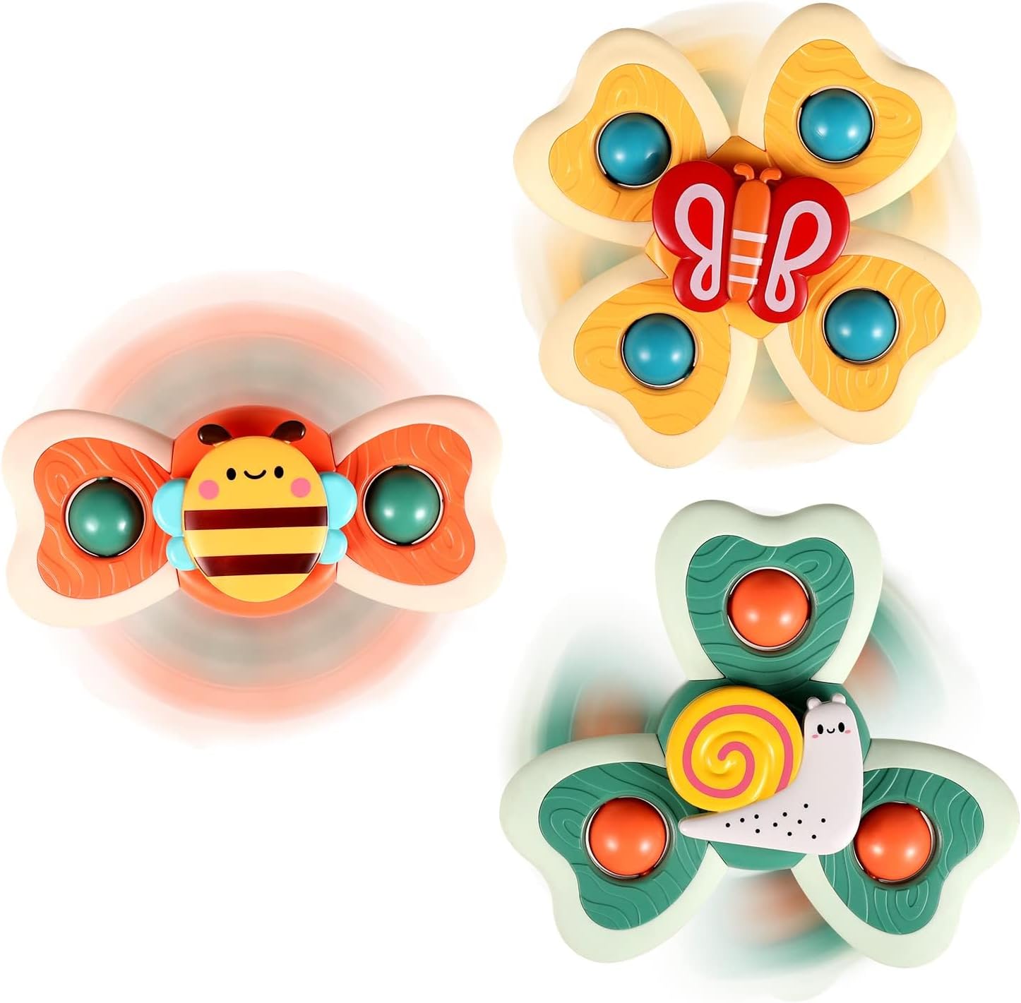ALASOU 3PCS Suction Cup Spinner Toys for 1 Year Old Boy Girl|Spinning Tops Bath Toys for Kids Ages