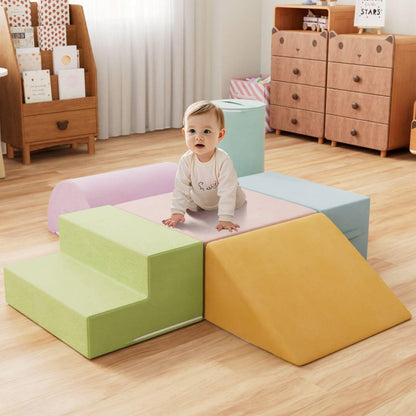 6 Piece Foam Climbing Blocks for Toddlers, Baby Climbing Gym with Ultra High Density Foam for