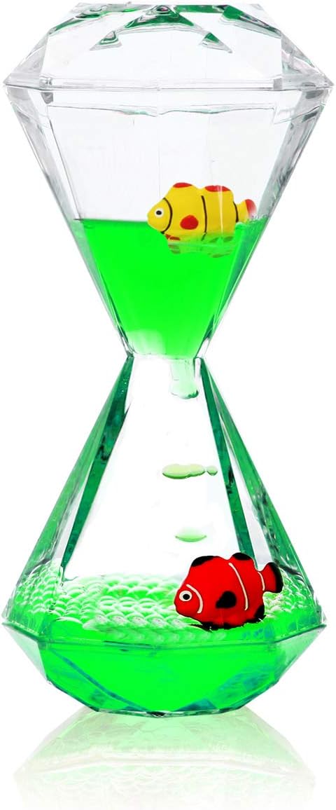 YUE MOTION Liquid Motion Bubbler with Floating Sea Creatures, Diamond Shaped Liquid Timer, Fidget