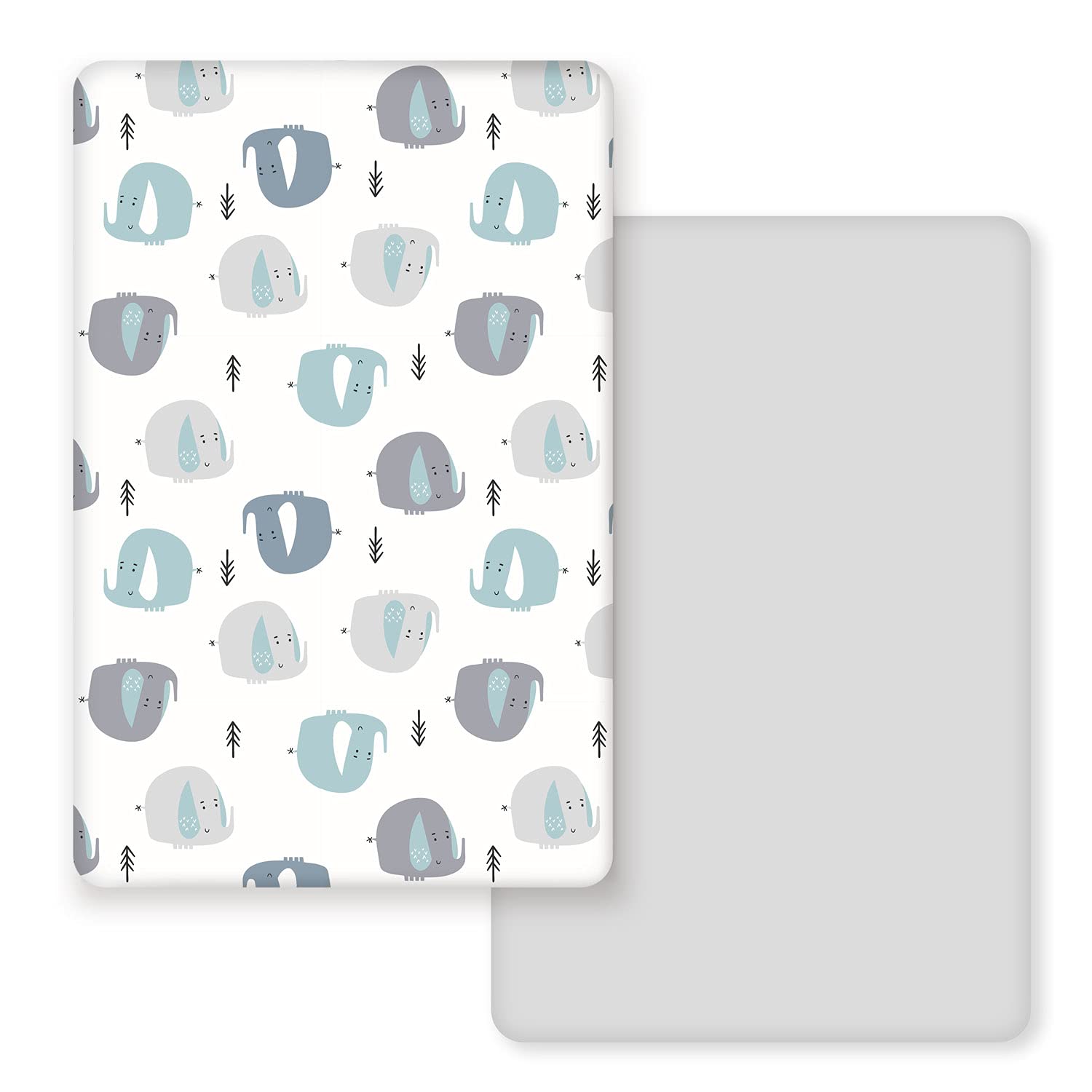 GRSSDER Stretchy Ultra Soft Jersey Knit Fitted Pack n Play Sheets Set 2 Pack, Portable/Mini Cribs